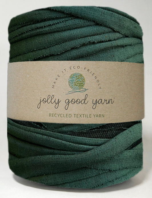 Green & black textured-back t-shirt yarn by Jolly Good Yarn (100-120m)