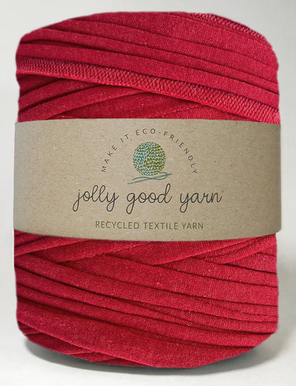 Textured-back red t-shirt yarn by Jolly Good Yarn (100-120m)