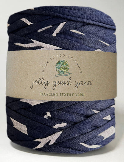 Blue and grey pattern t-shirt yarn by Jolly Good Yarn (100-120m)