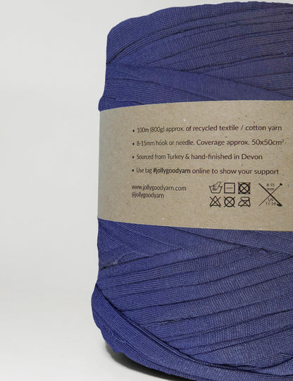 Dark Berry Blue T-Shirt Yarn, Recycled Cotton 800g (100m)