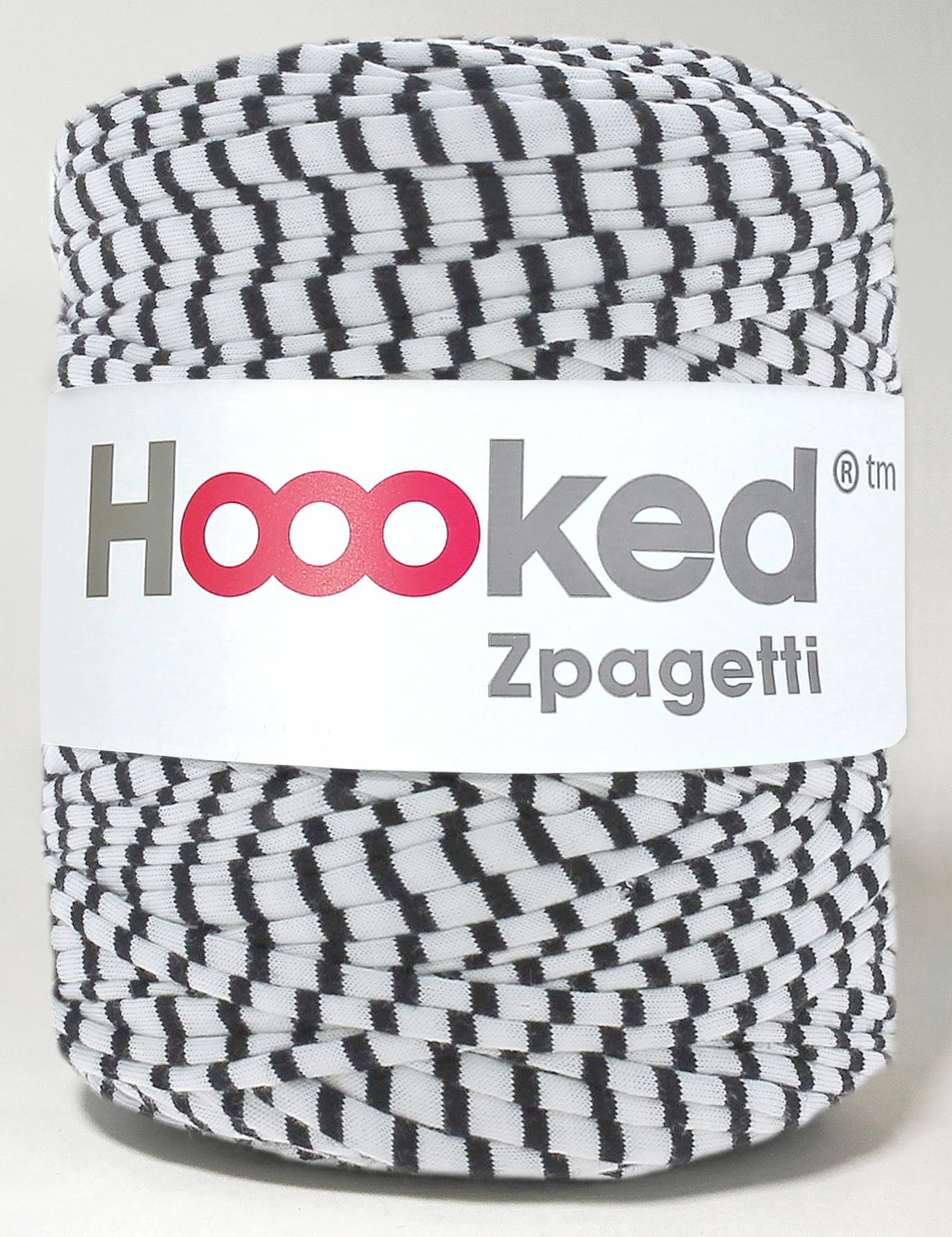 Black and white stripe t-shirt yarn by Hoooked Zpagetti (100-120m)