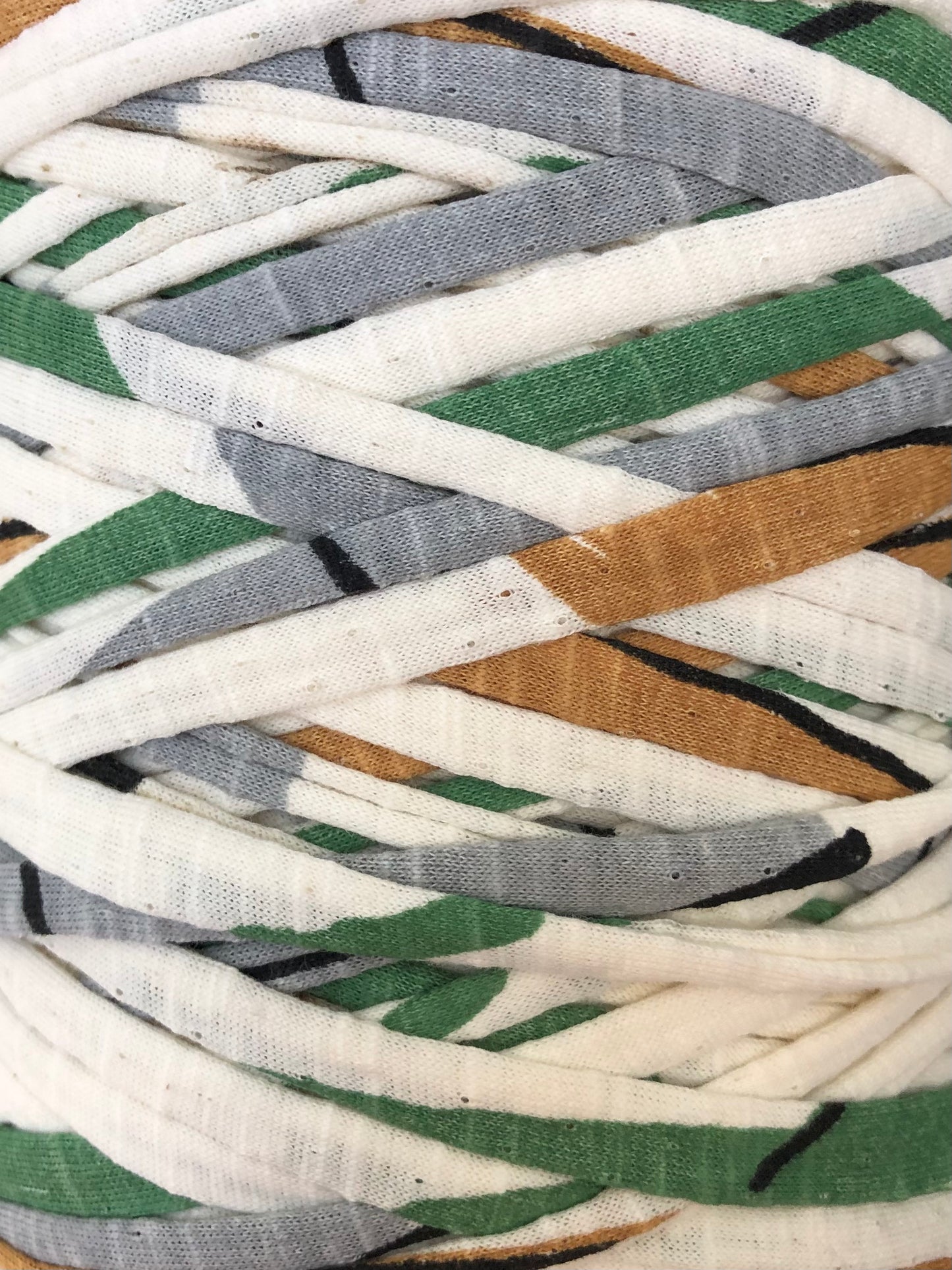 [CLEARANCE] Cream, brown, green striped t-shirt yarn (100m)