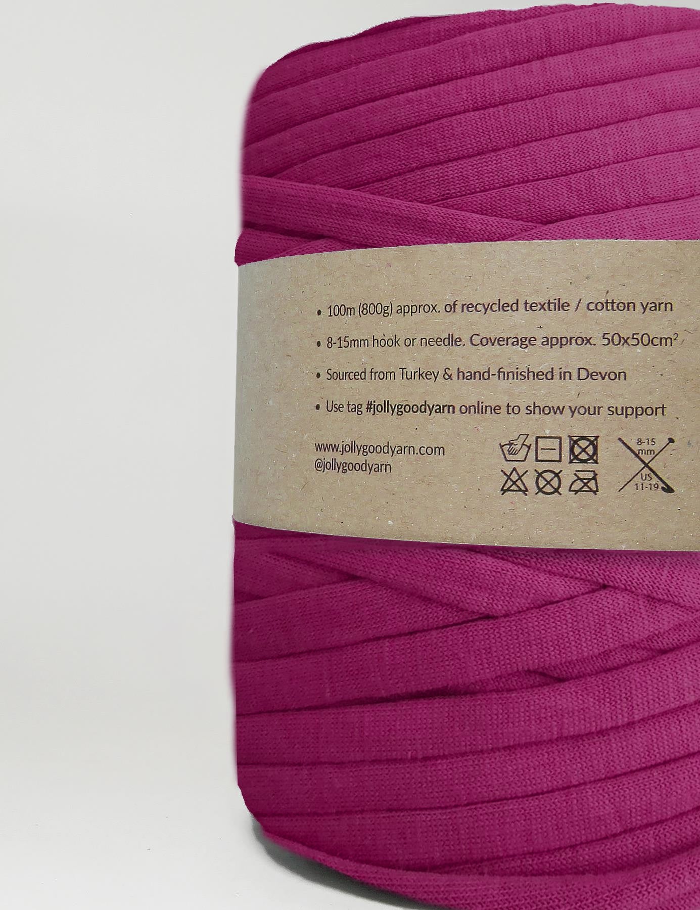 Magenta Pink T-Shirt Yarn, Recycled Cotton 800g (100m)