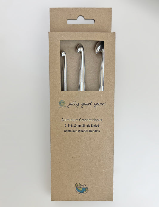 3 Pack Aluminium Crochet Hooks (6-10mm)