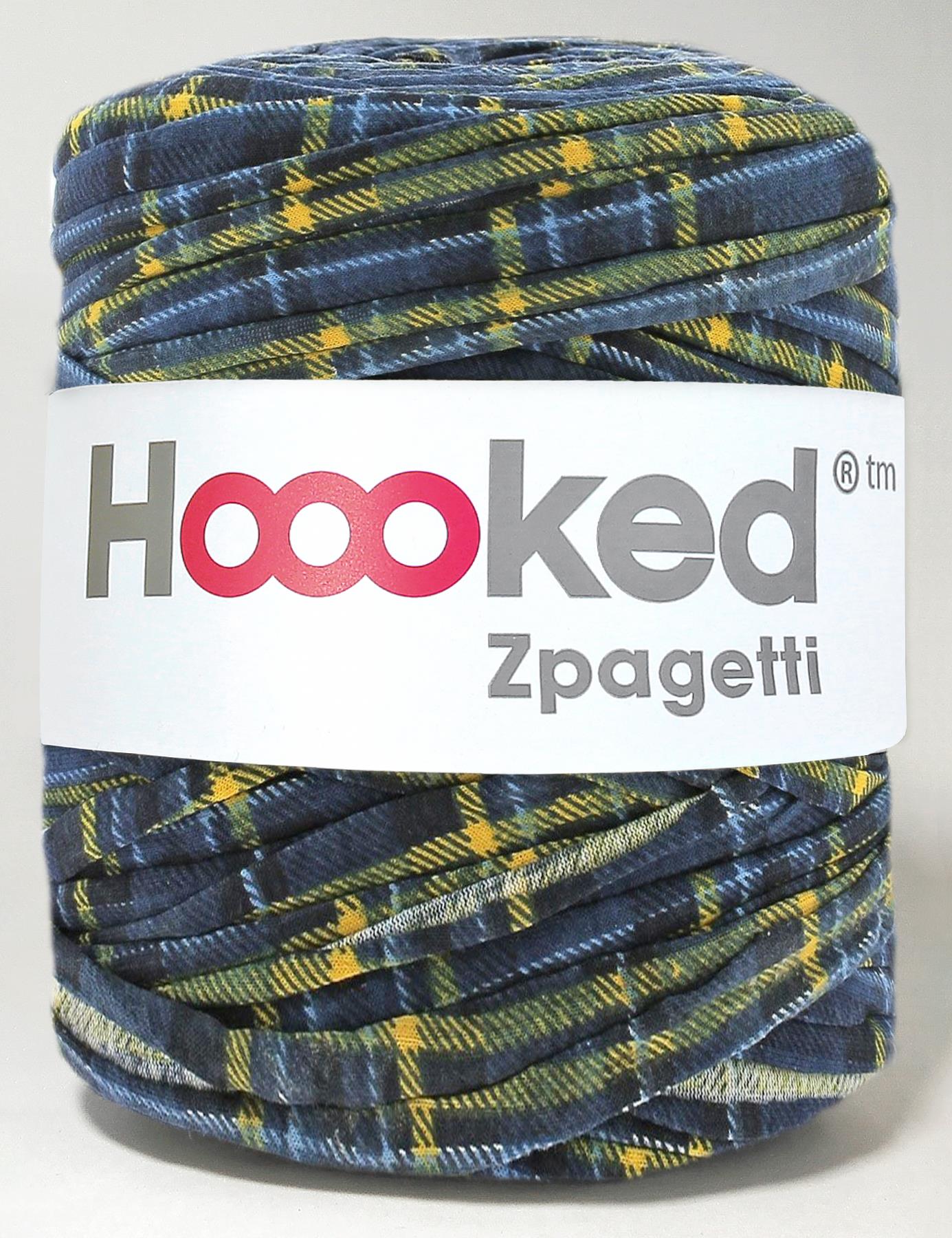 Blue and yellow plaid t-shirt yarn by Hoooked Zpagetti (100-120m)